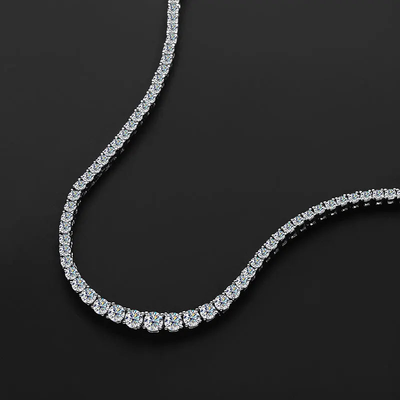 D-VVS1 Moissanite Tennis Necklace – 925 Sterling Silver (3mm/5mm)