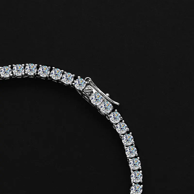 D-VVS1 Moissanite Tennis Necklace – 925 Sterling Silver (3mm/5mm)