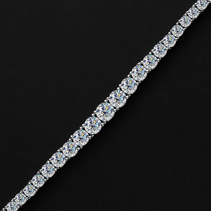 D-VVS1 Moissanite Tennis Necklace – 925 Sterling Silver (3mm/5mm)