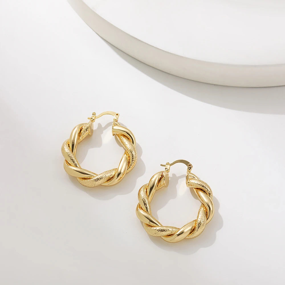 Gold Twisted Hoop Earrings
