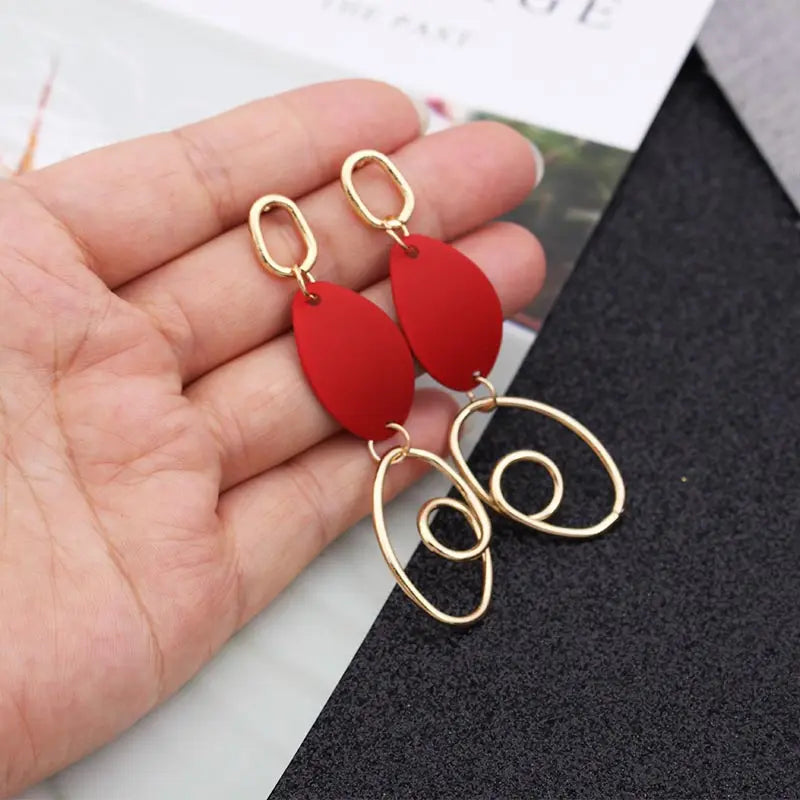 Retro Vintage Multicolor Geometric Dangle Earrings - Bohemian Statement Drop Earrings