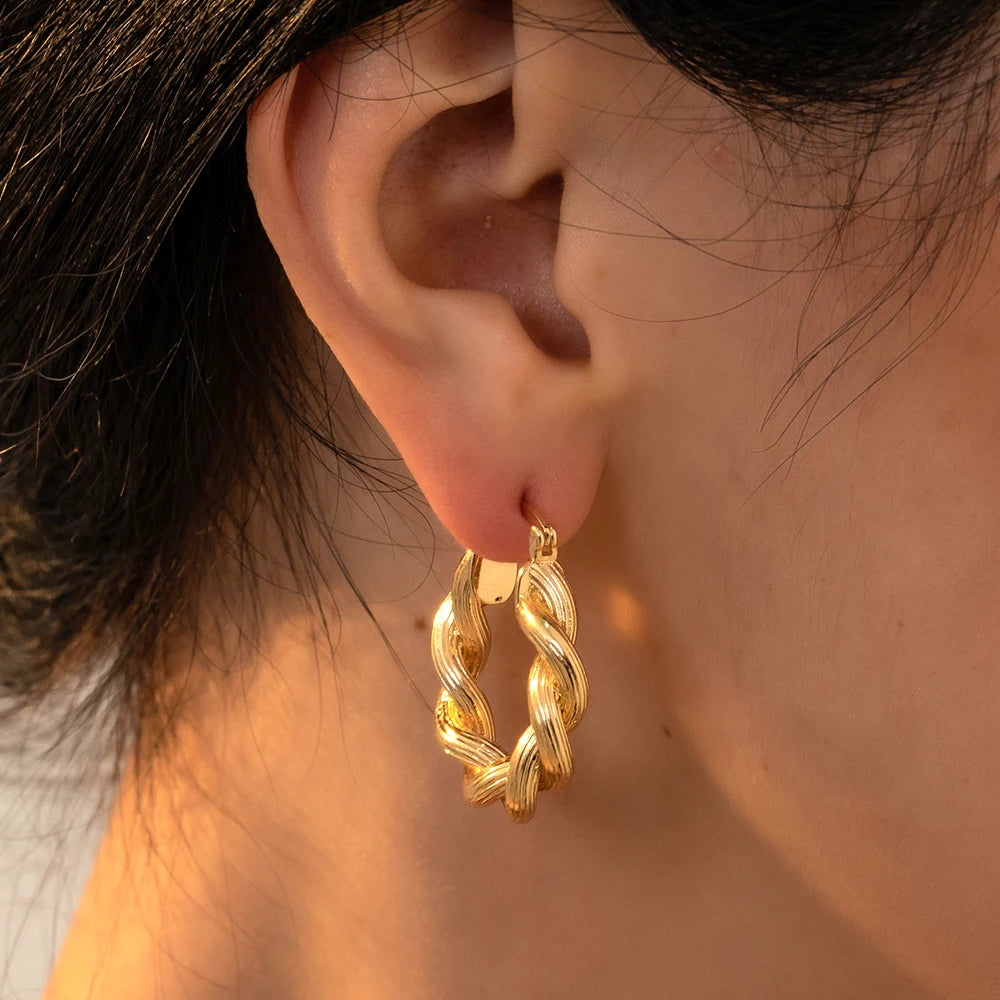 Gold Twisted Hoop Earrings