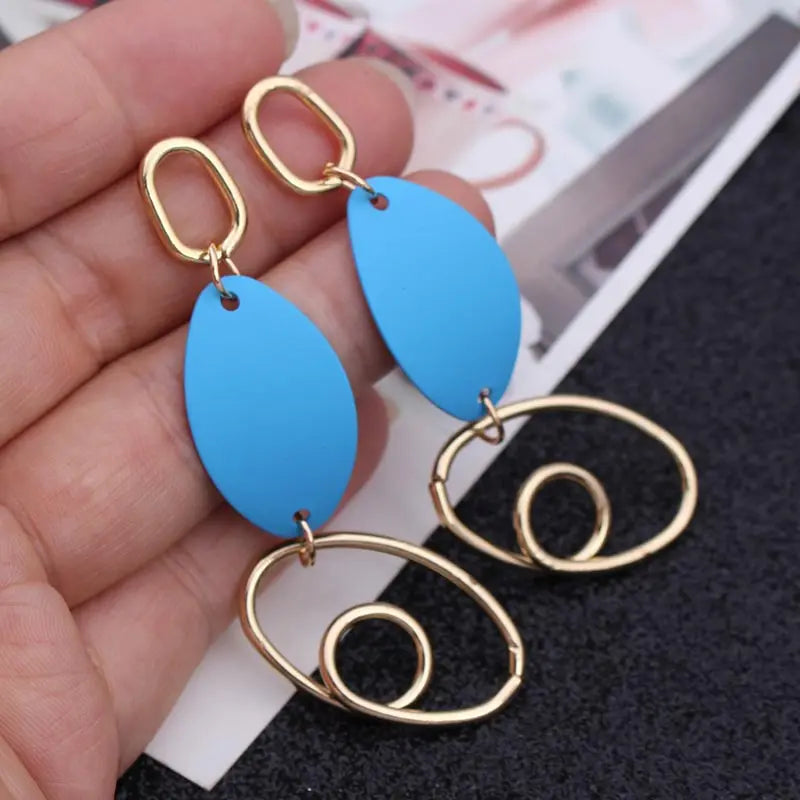 Retro Vintage Multicolor Geometric Dangle Earrings - Bohemian Statement Drop Earrings