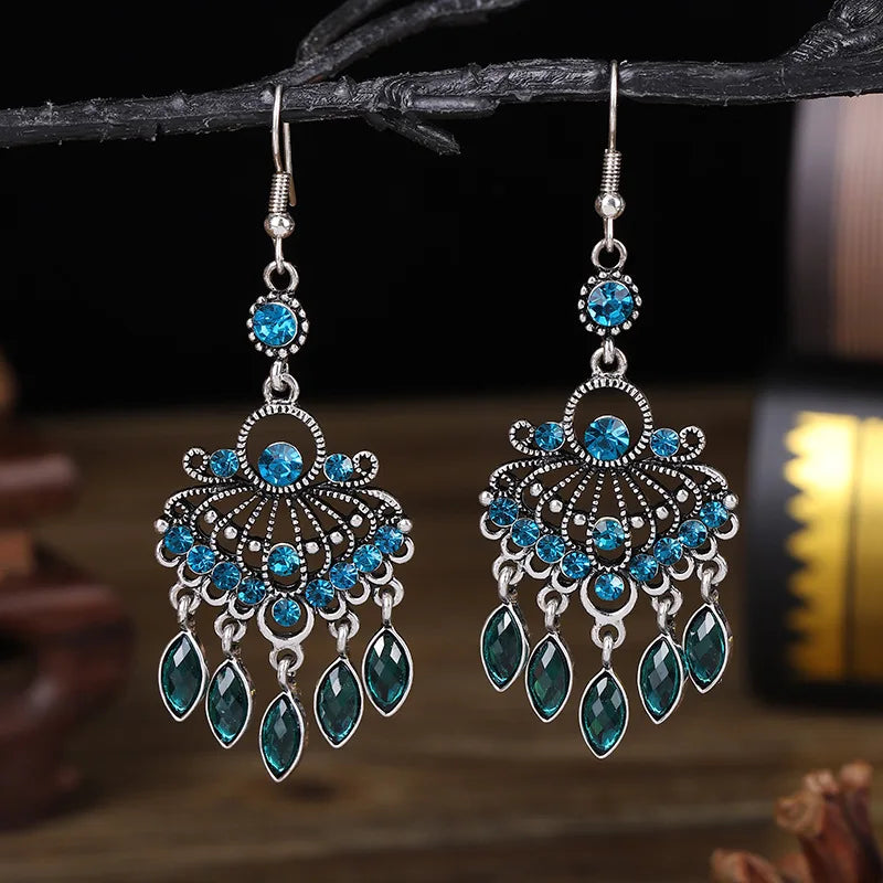 Bohemian Crystal Drop Earrings – Multicolor Rhinestone Dangles