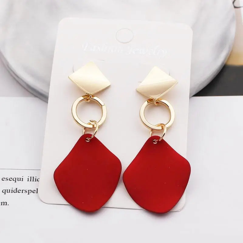 Retro Vintage Multicolor Geometric Dangle Earrings - Bohemian Statement Drop Earrings