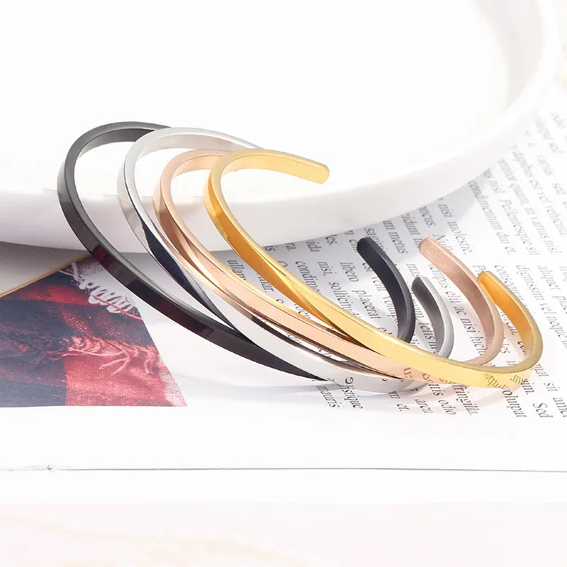 Open Cuff Bangle Bracelet for Couples