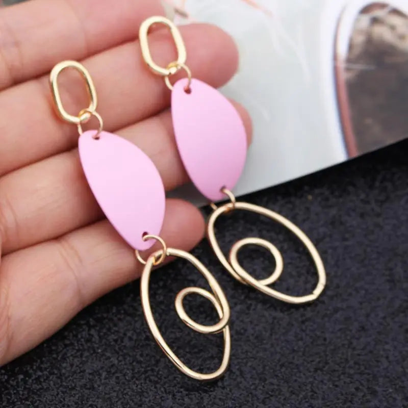 Retro Vintage Multicolor Geometric Dangle Earrings - Bohemian Statement Drop Earrings