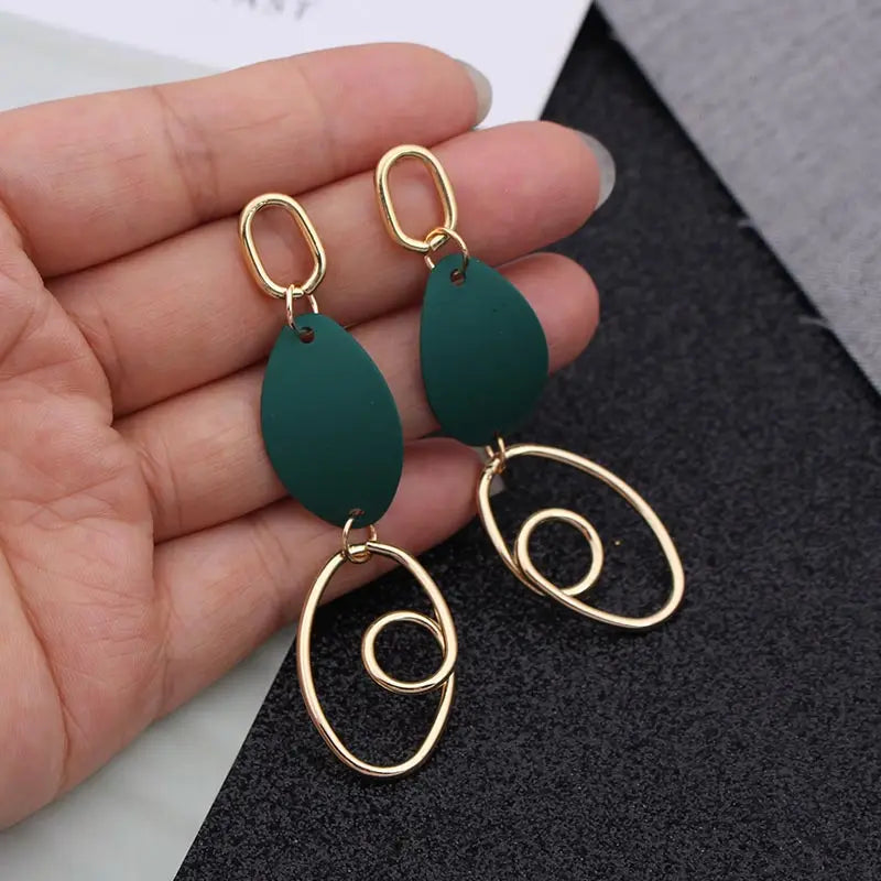 Retro Vintage Multicolor Geometric Dangle Earrings - Bohemian Statement Drop Earrings