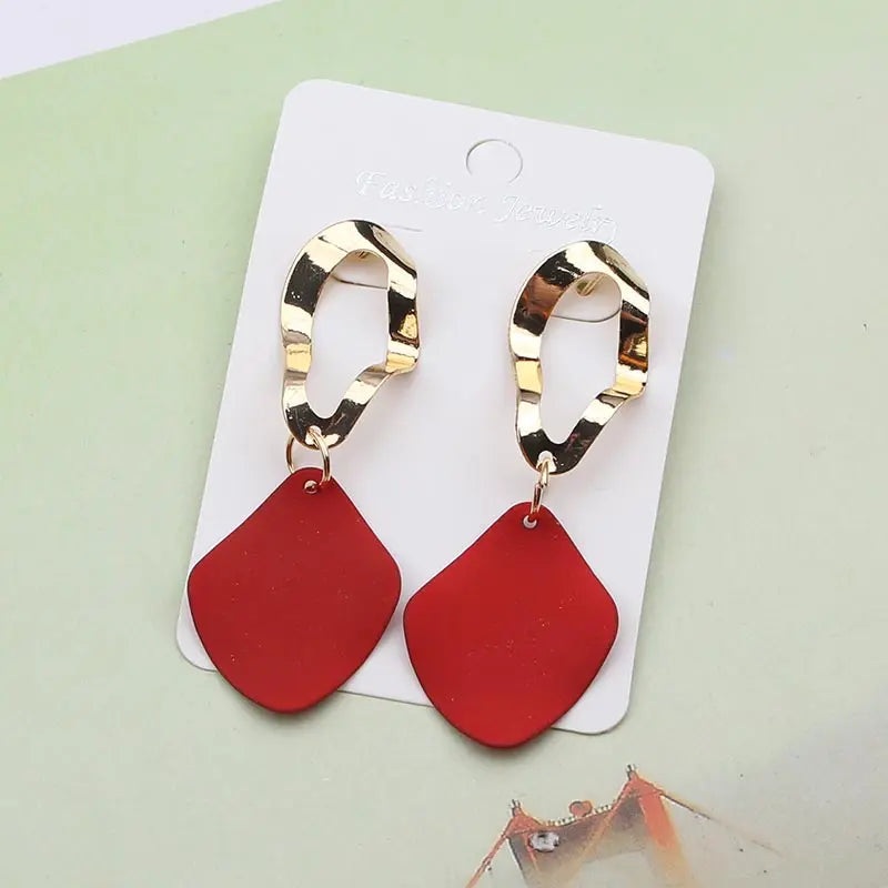 Retro Vintage Multicolor Geometric Dangle Earrings - Bohemian Statement Drop Earrings