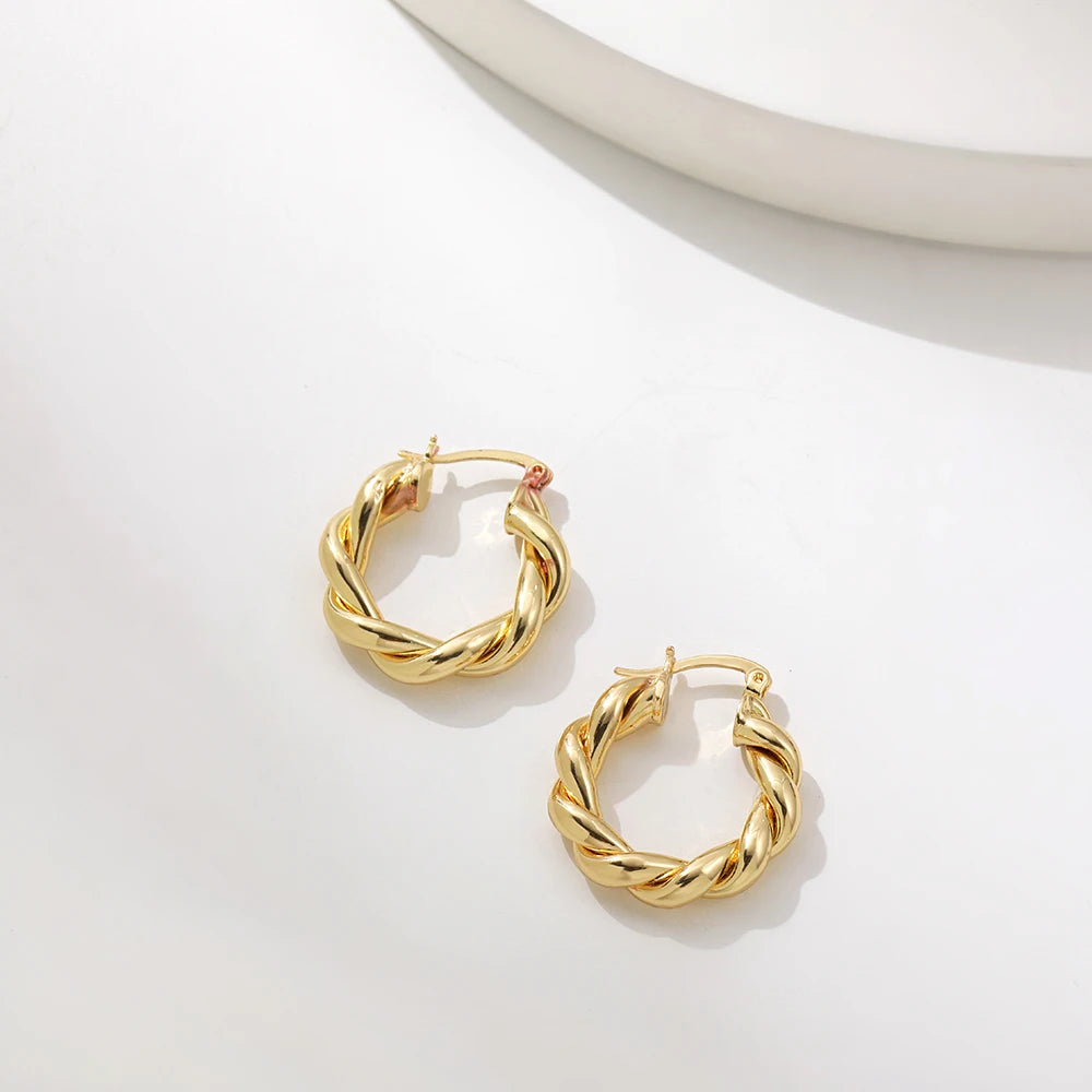 Gold Twisted Hoop Earrings
