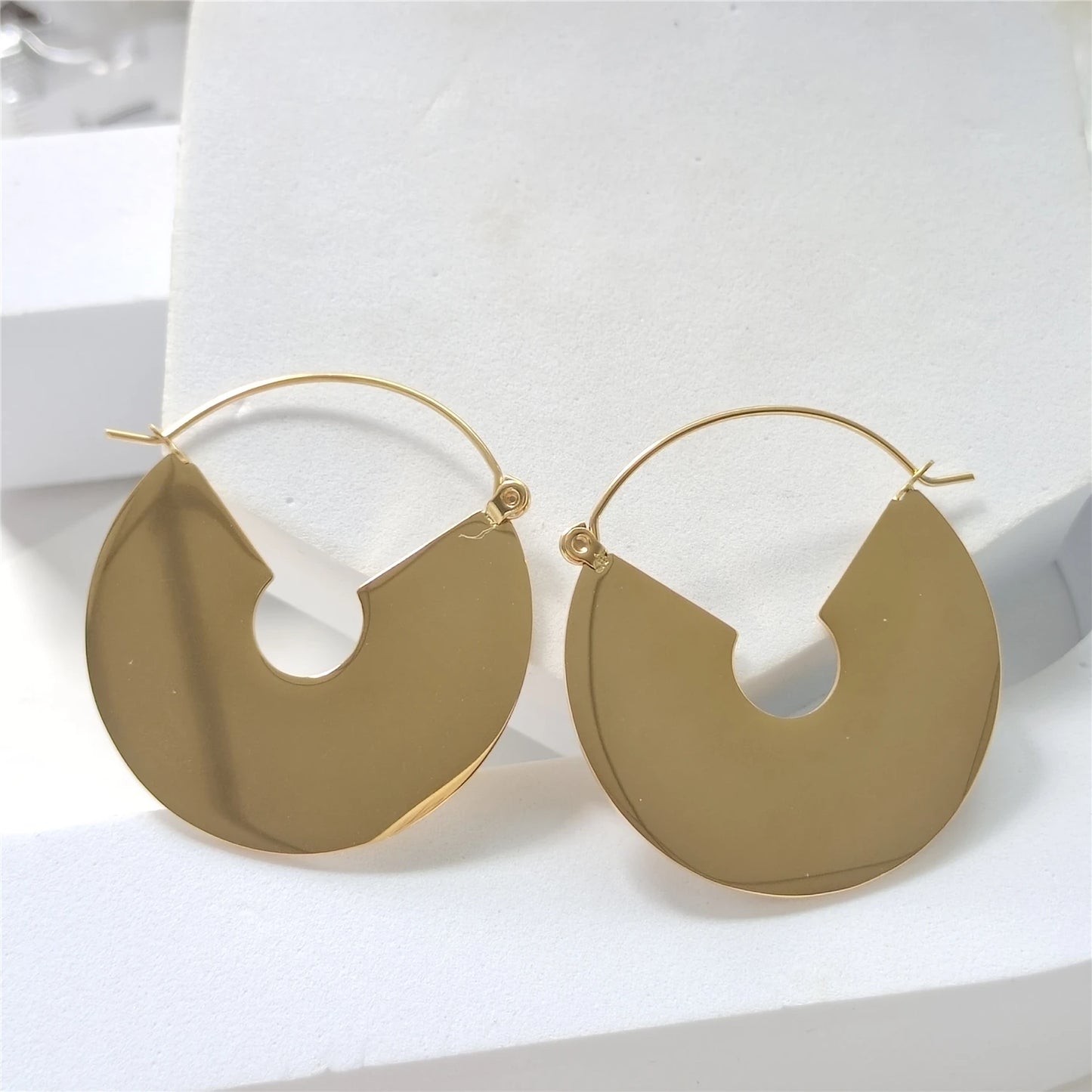 Gold Disc Hoop Earrings