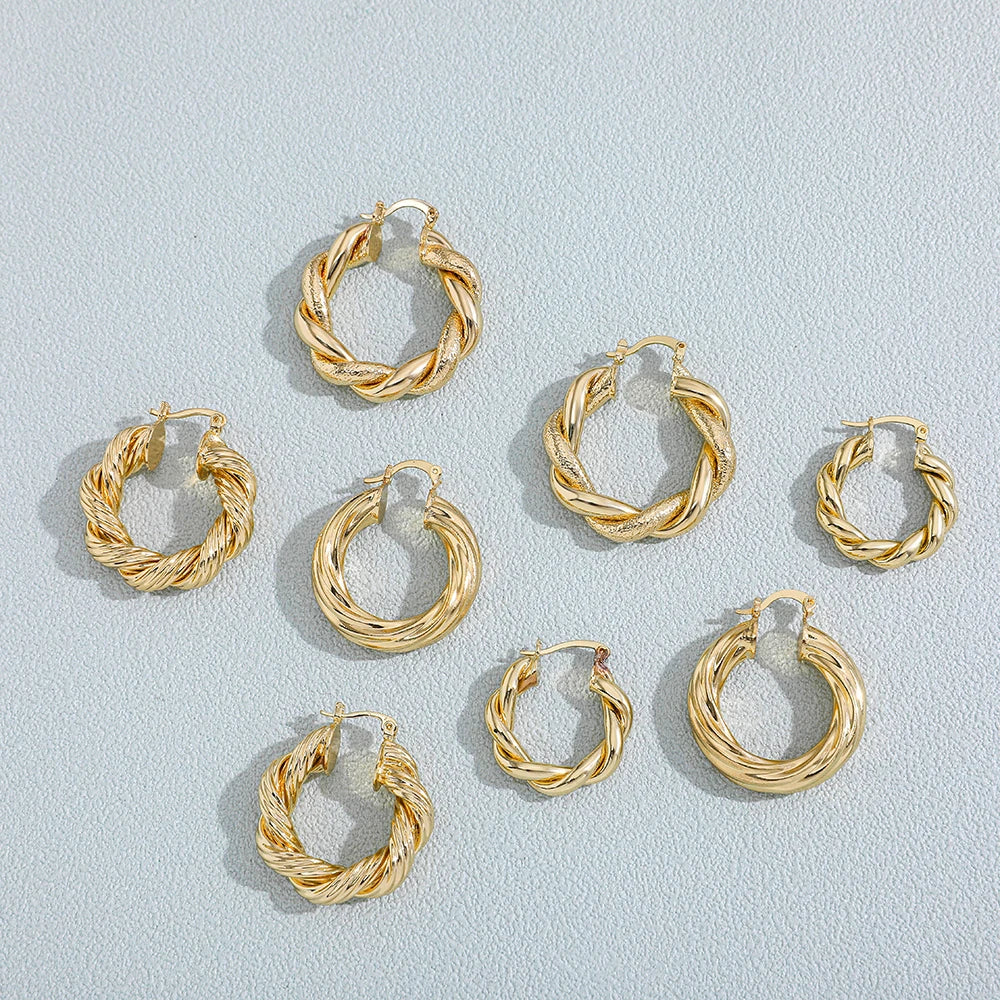 Gold Twisted Hoop Earrings