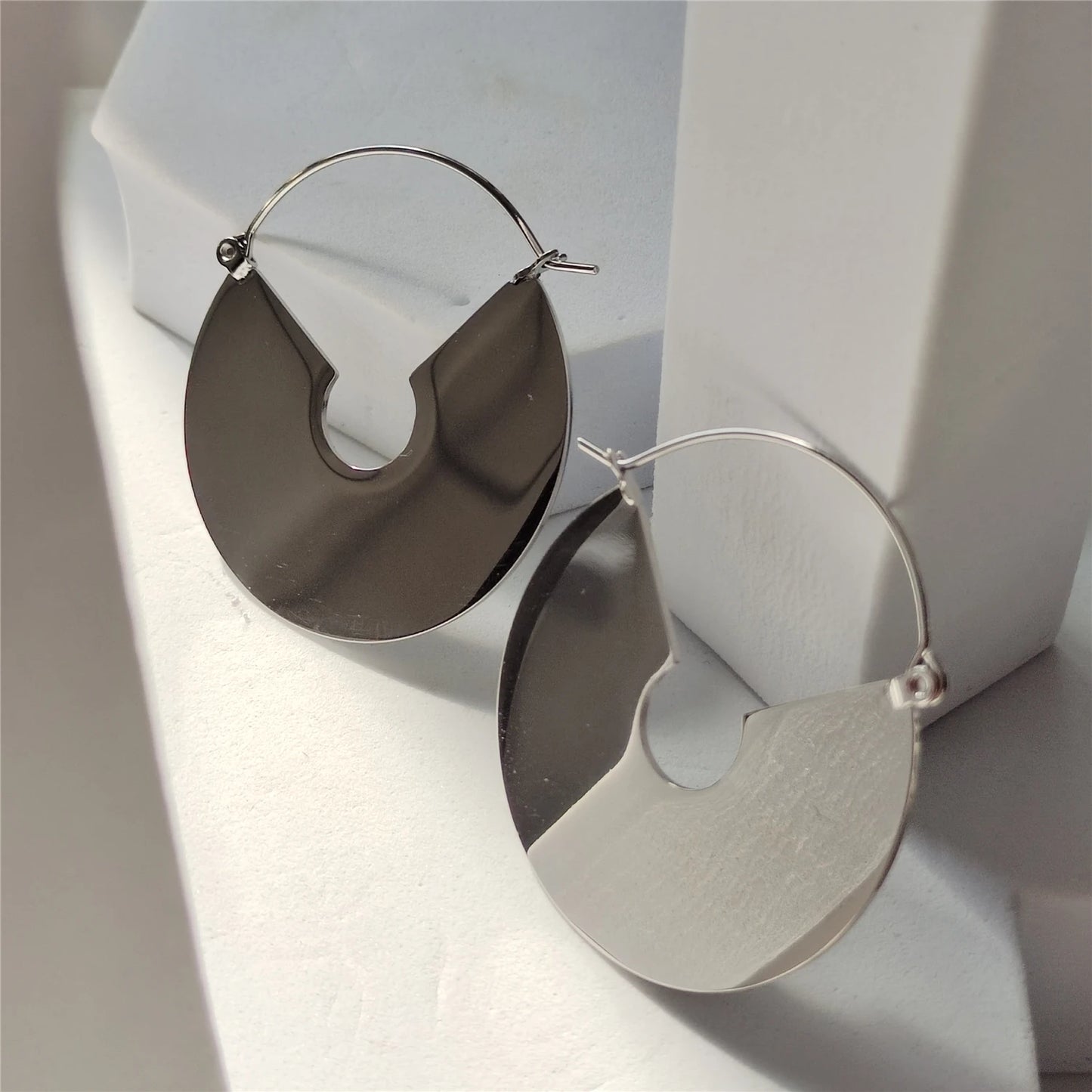 Gold Disc Hoop Earrings