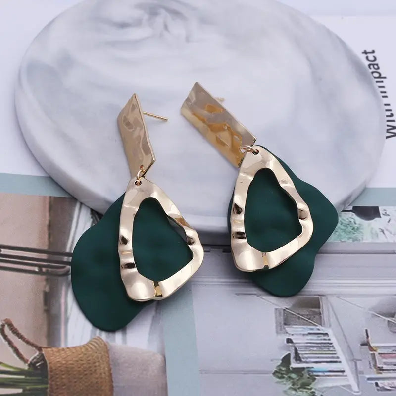 Retro Vintage Multicolor Geometric Dangle Earrings - Bohemian Statement Drop Earrings