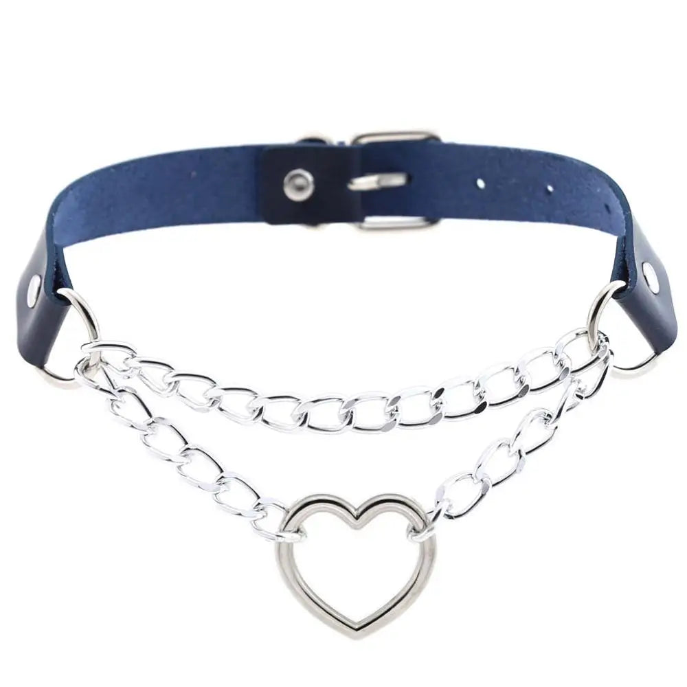 Gothic Heart Choker Collar – Leather Necklace
