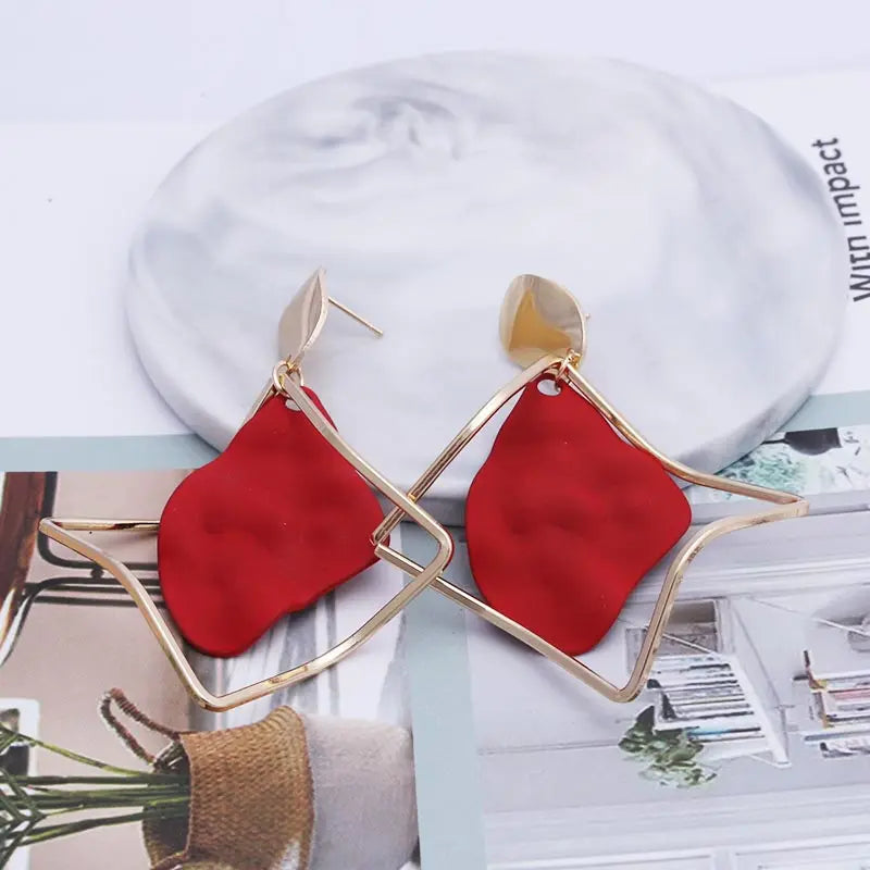 Retro Vintage Multicolor Geometric Dangle Earrings - Bohemian Statement Drop Earrings