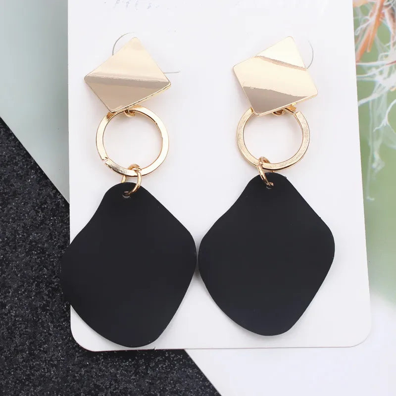Retro Vintage Multicolor Geometric Dangle Earrings - Bohemian Statement Drop Earrings