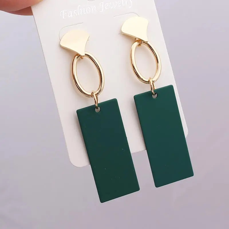Retro Vintage Multicolor Geometric Dangle Earrings - Bohemian Statement Drop Earrings