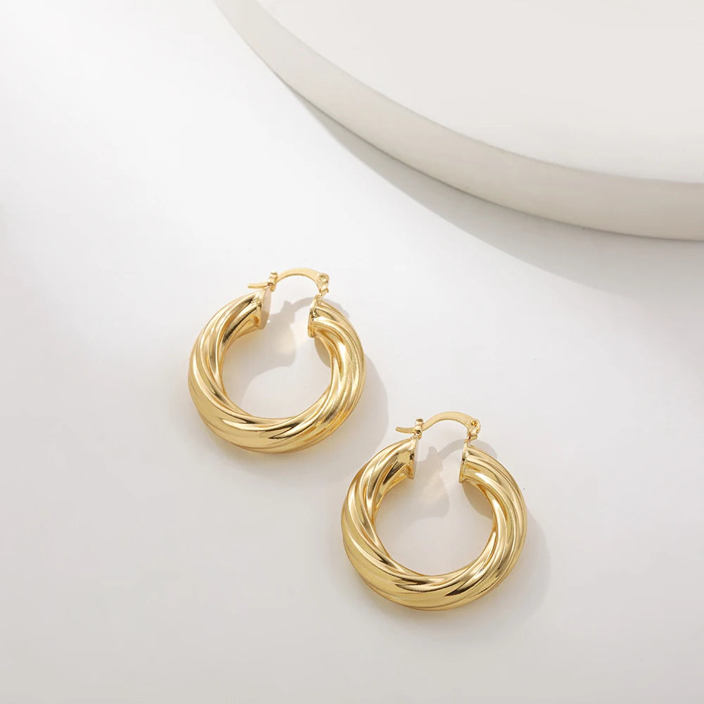 Gold Twisted Hoop Earrings