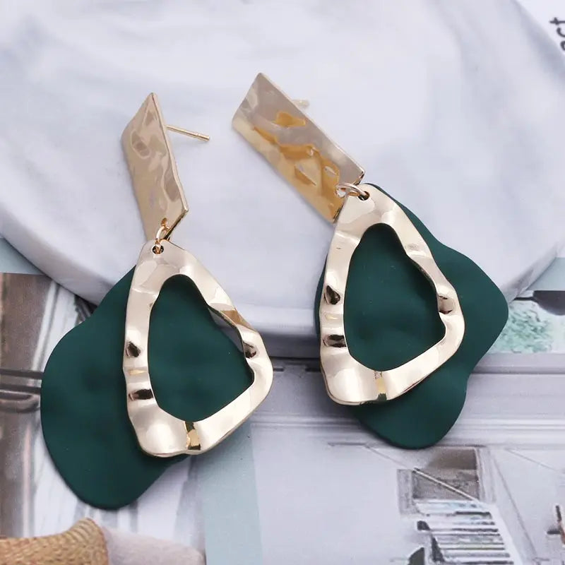 Retro Vintage Multicolor Geometric Dangle Earrings - Bohemian Statement Drop Earrings