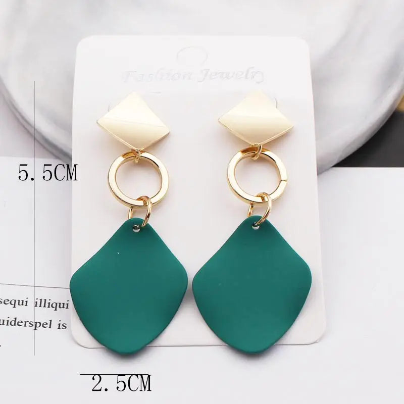 Retro Vintage Multicolor Geometric Dangle Earrings - Bohemian Statement Drop Earrings