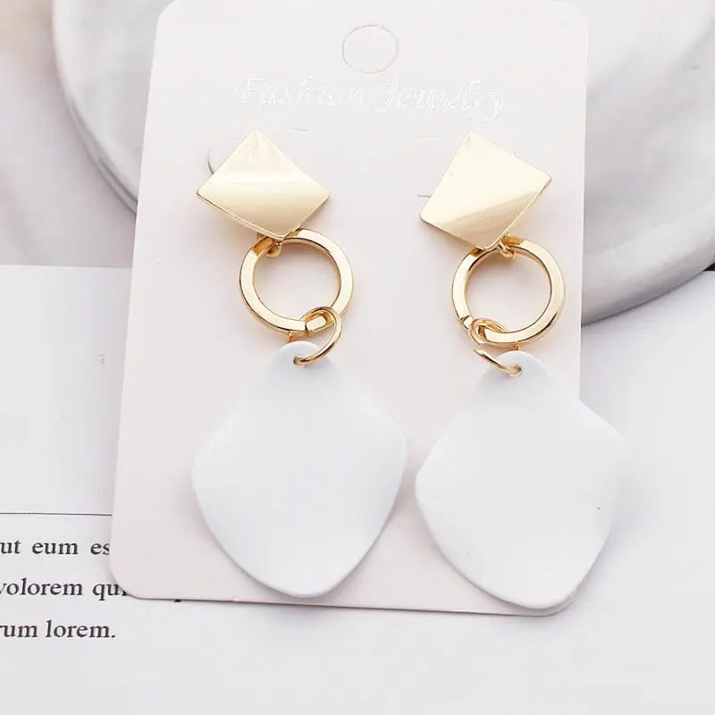 Retro Vintage Multicolor Geometric Dangle Earrings - Bohemian Statement Drop Earrings