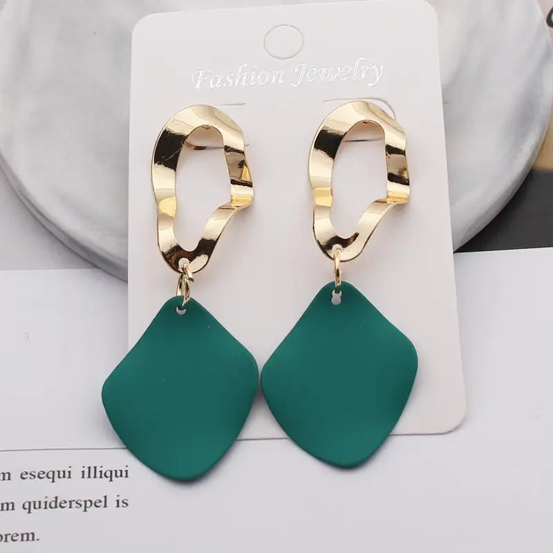 Retro Vintage Multicolor Geometric Dangle Earrings - Bohemian Statement Drop Earrings
