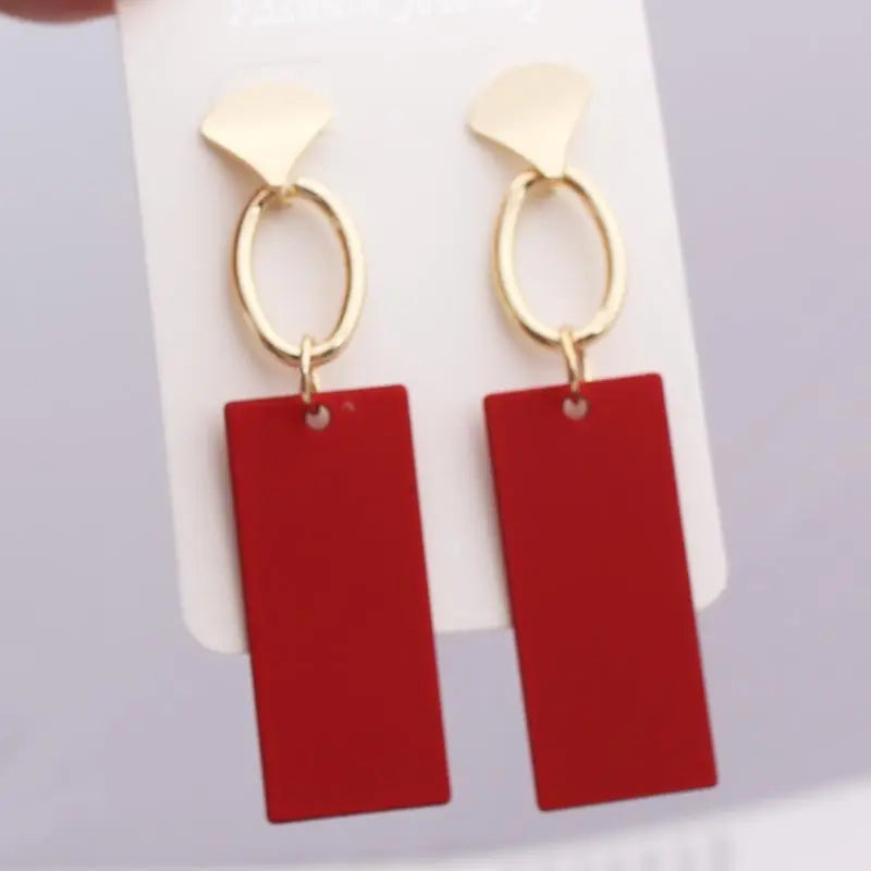 Retro Vintage Multicolor Geometric Dangle Earrings - Bohemian Statement Drop Earrings