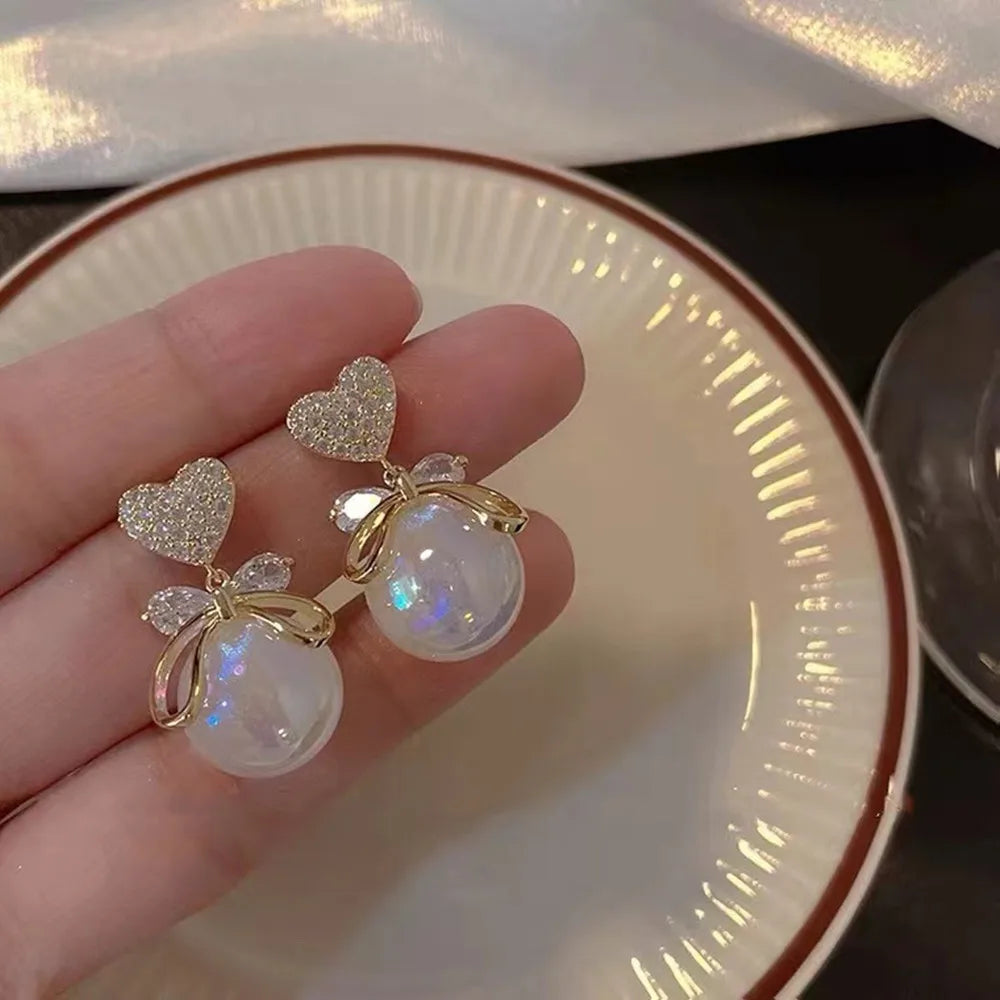 Bohemian Pearl & Rhinestone Stud Earrings