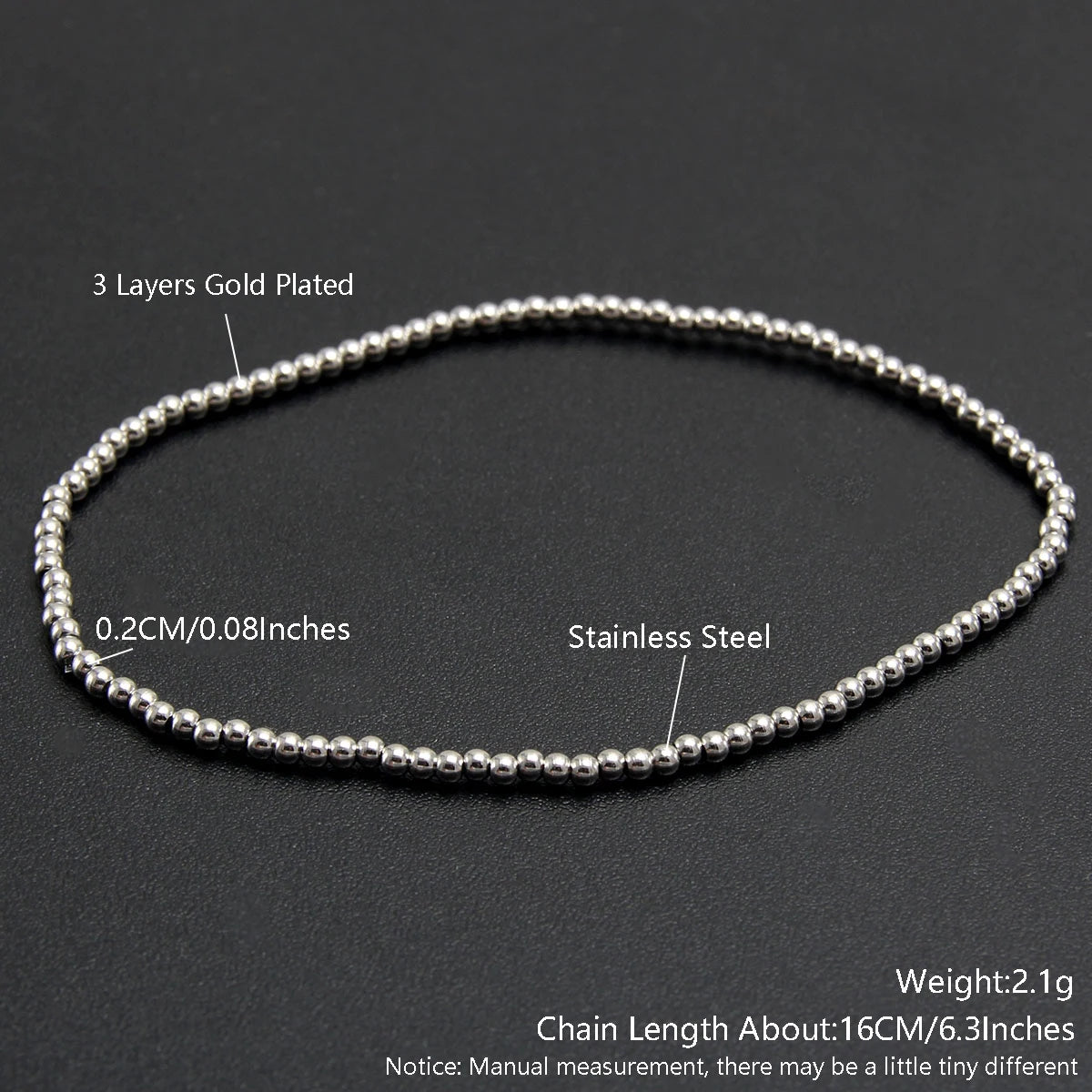 Stretch Ball Beaded Bracelet - Stacked Stainless Steel Bracelet for Women