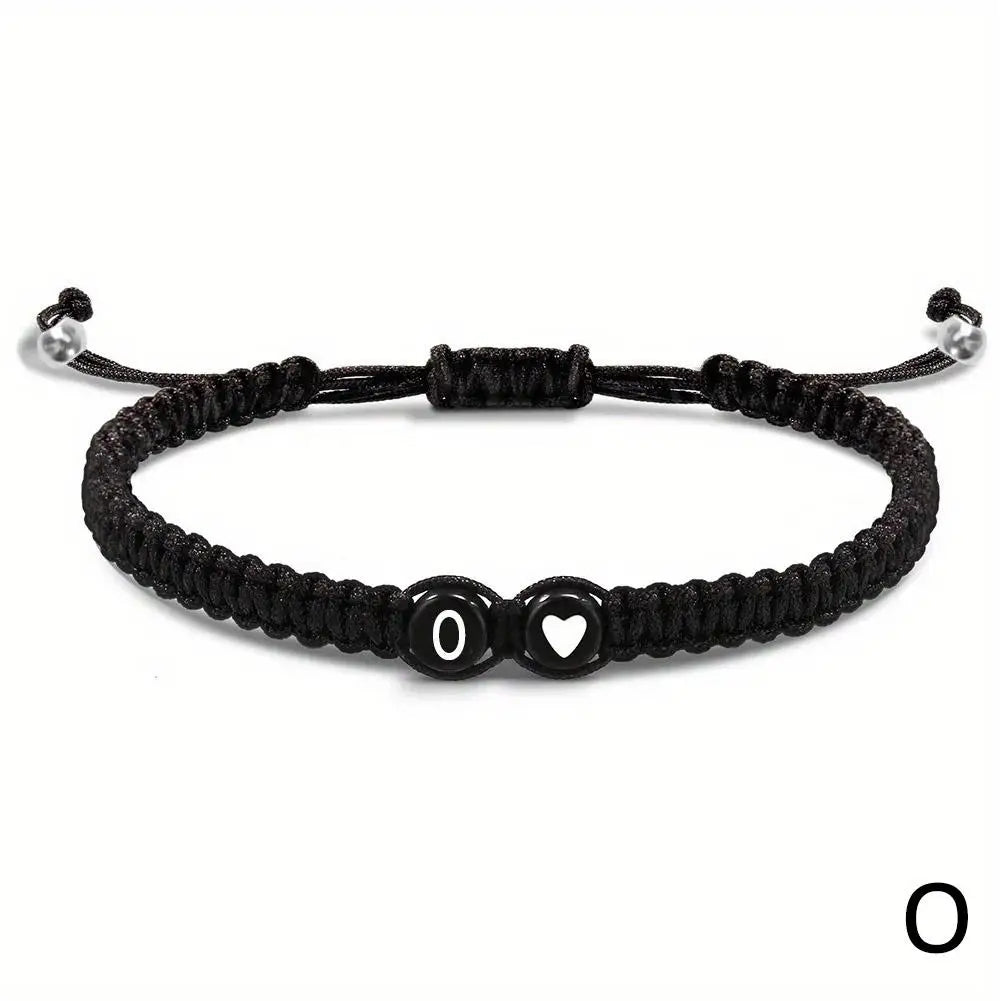 26 Letters Initial Heart Braided Bracelet