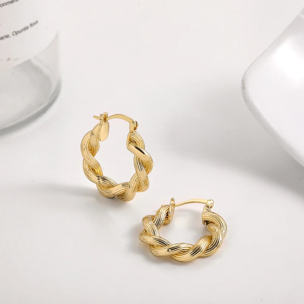 Gold Twisted Hoop Earrings