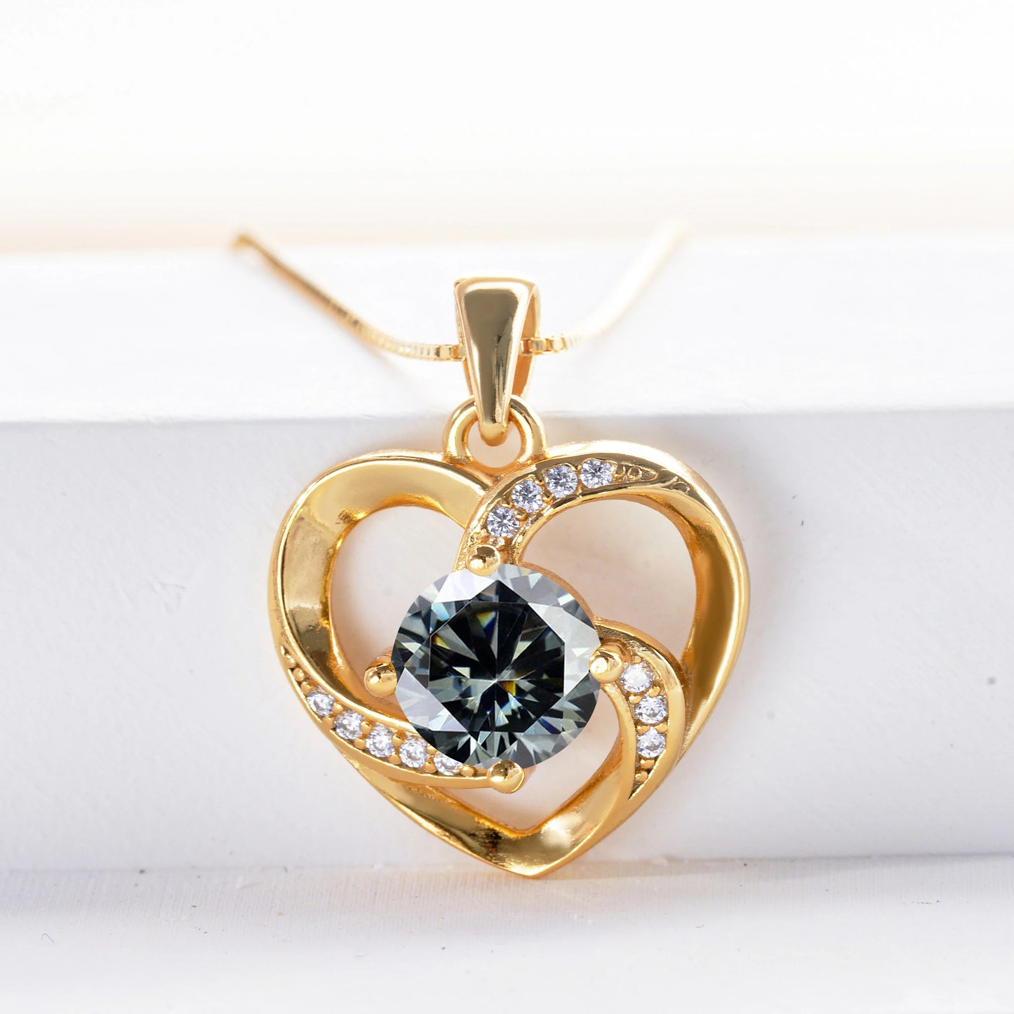 Gold-Plated Heart Moissanite Necklace