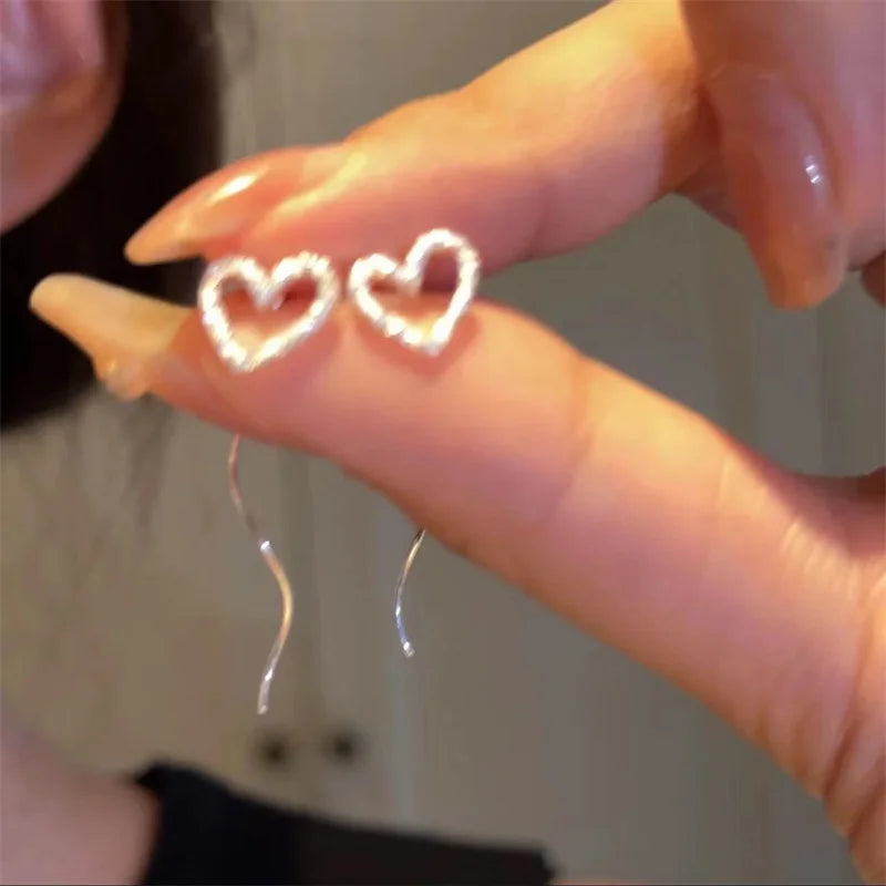 Vintage Crystal Tassel Drop Earrings – Star & Heart Charm Dangles