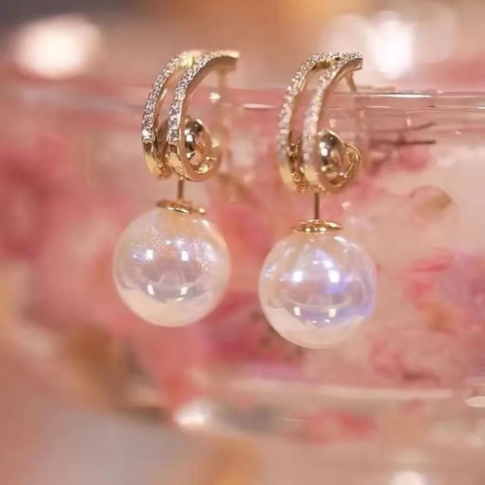 Bohemian Pearl & Rhinestone Stud Earrings