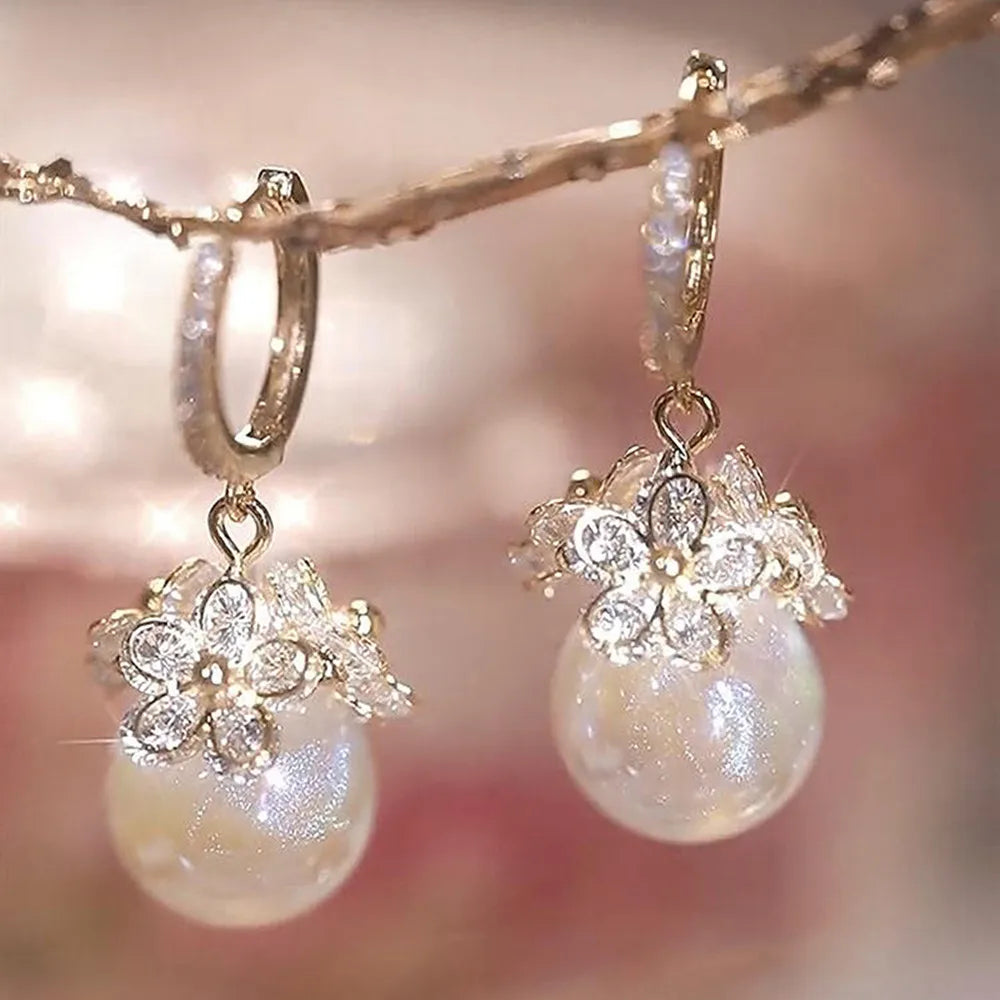 Bohemian Pearl & Rhinestone Stud Earrings