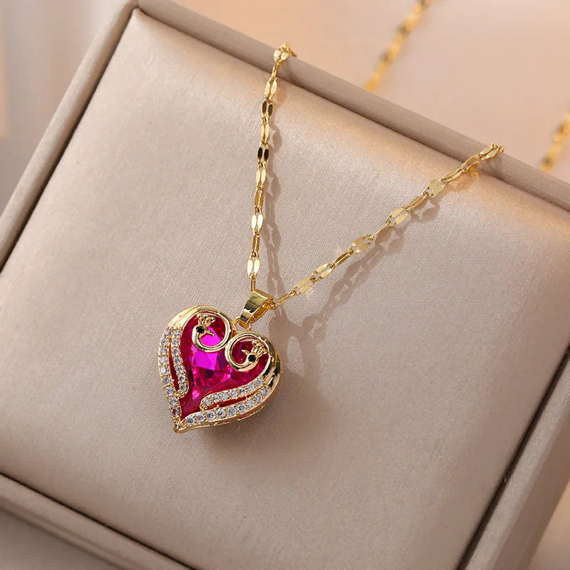Colorful Love Heart Pendant Necklace