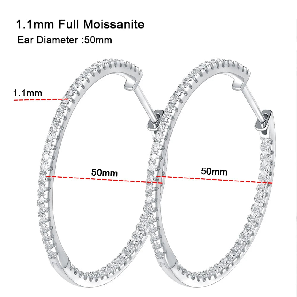 1.56CT Moissanite Hoop Earrings – 925 Sterling Silver