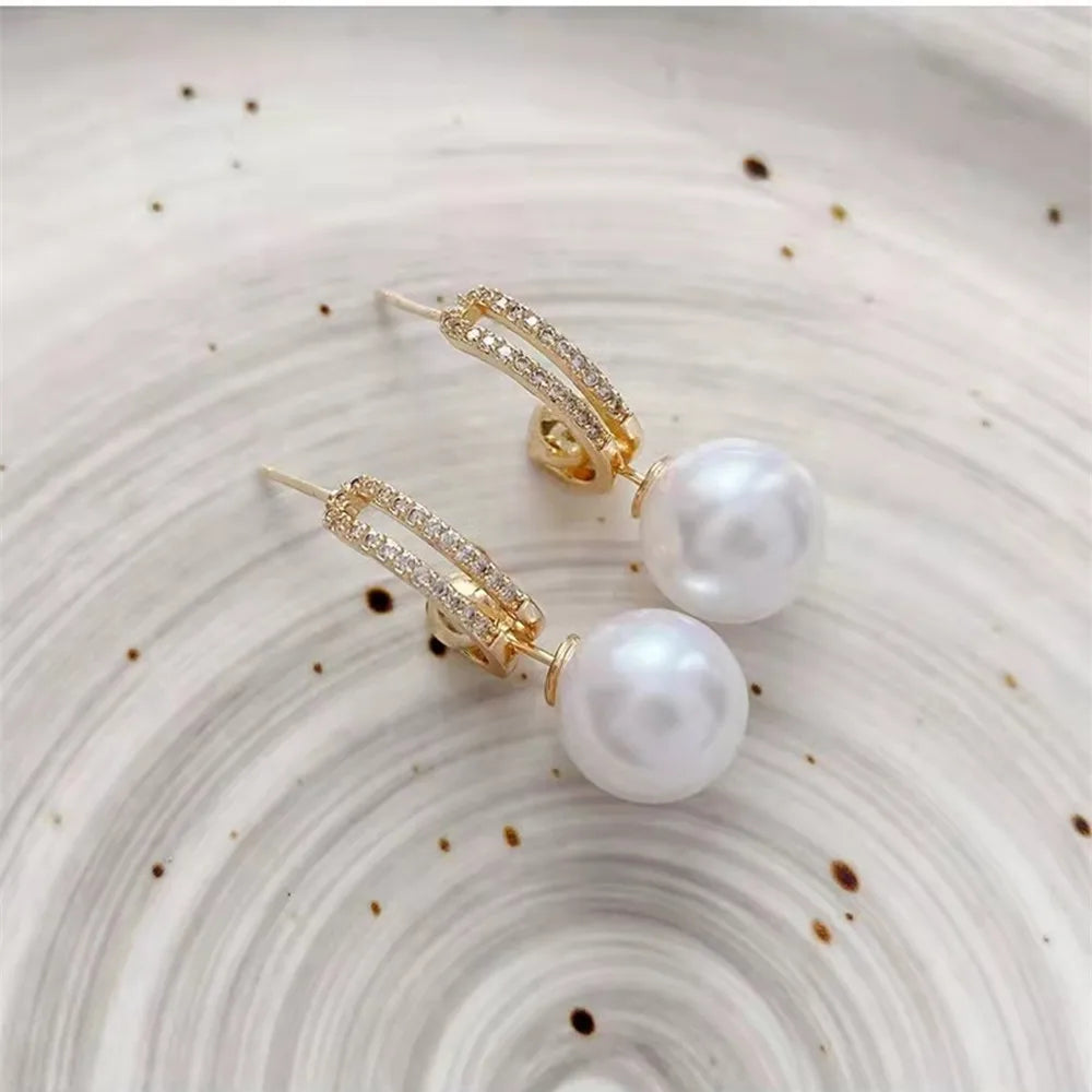 Bohemian Pearl & Rhinestone Stud Earrings