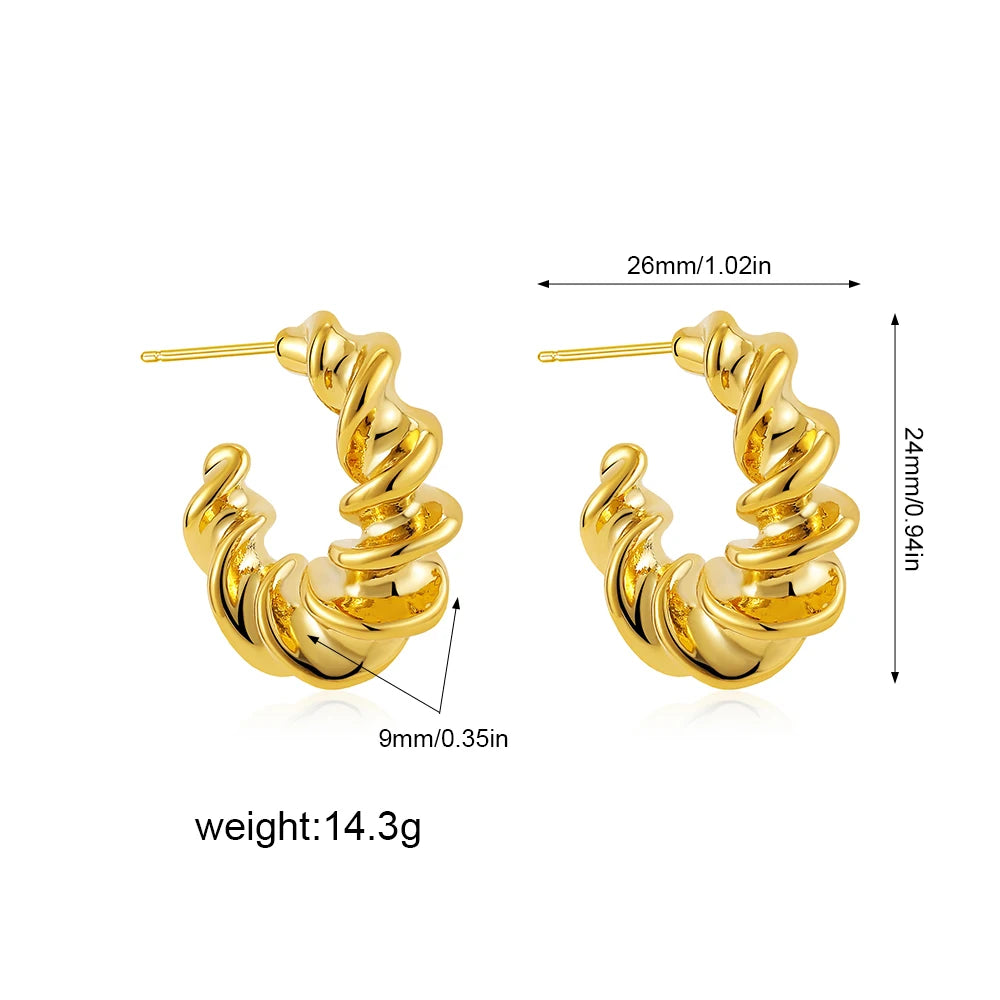 Retro Twist C-Hoop Earrings