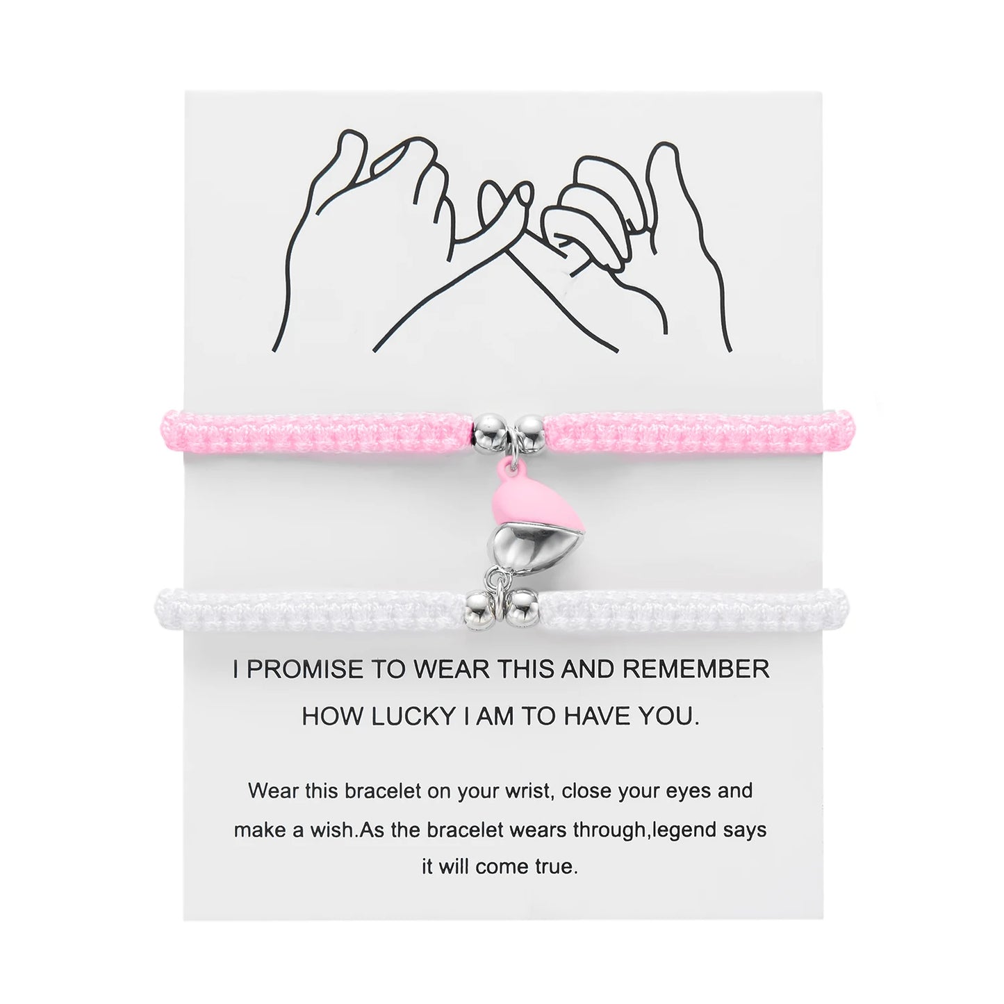 Adjustable Heart Magnet Braided Bracelet for Couples