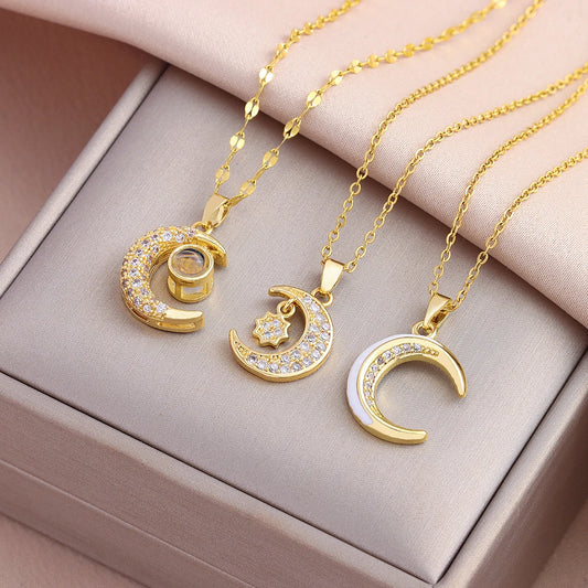 Crescent Moon Pendant Necklace