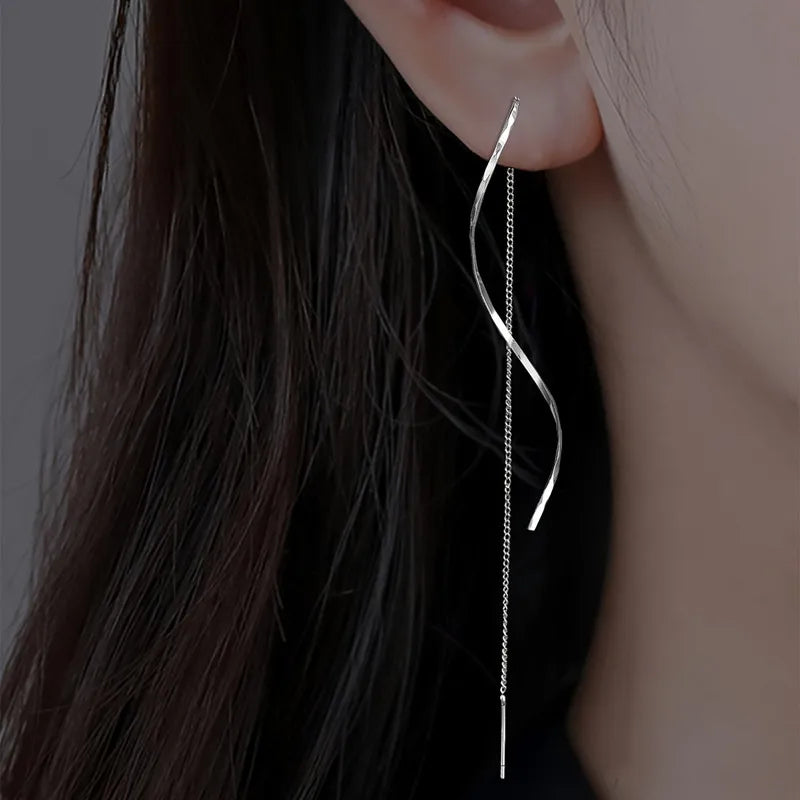 Long Tassel Drop Earrings – Gold/Silver