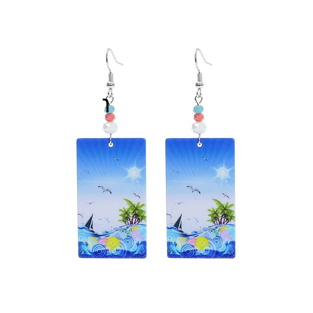 Vintage Blue Wave Acrylic Drop Earrings
