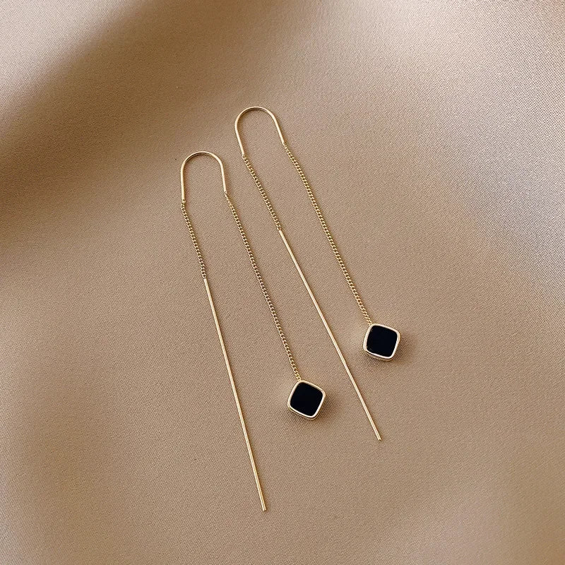 Multicolor Geometric Drop Earrings – Crystal & Copper