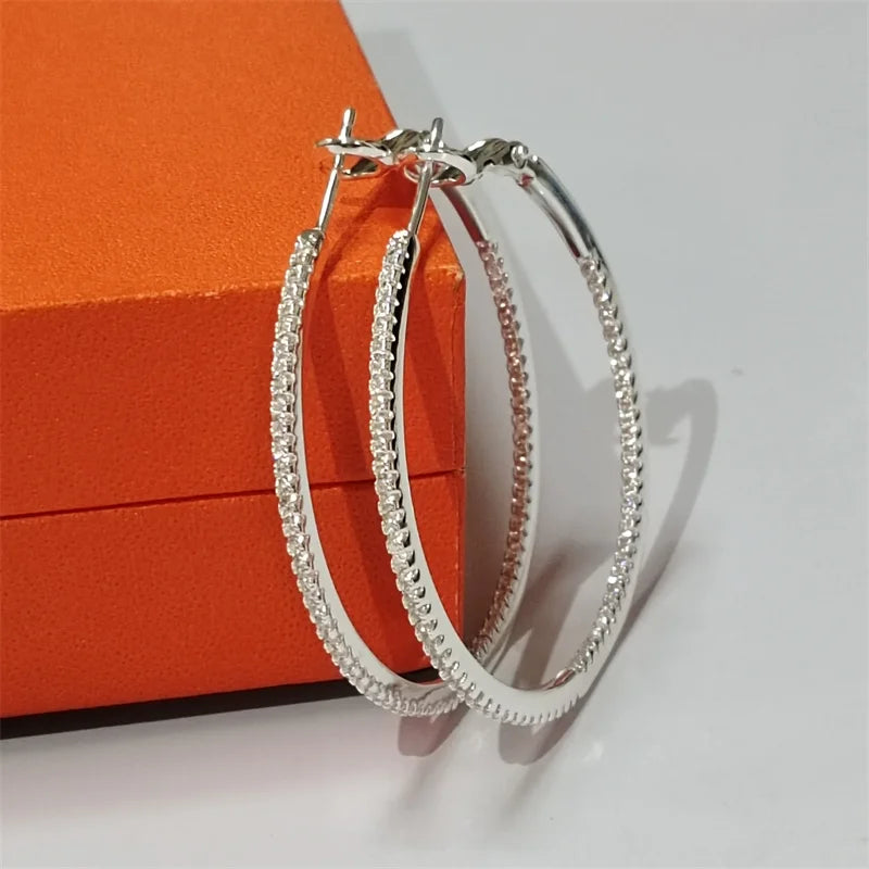 Silver/Gold/Rose Gold Moissanite Hoop Earrings