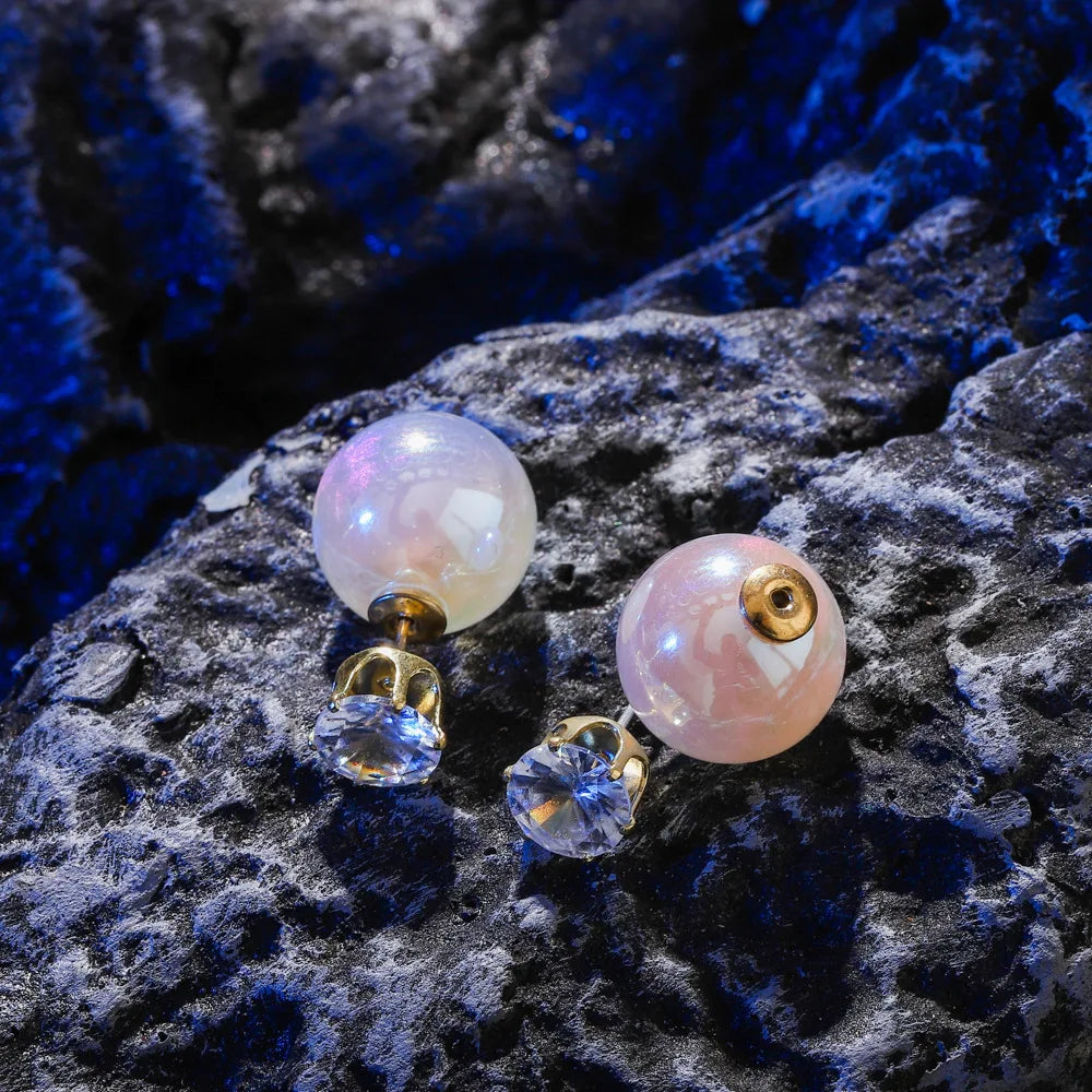 Bohemian Pearl & Rhinestone Stud Earrings