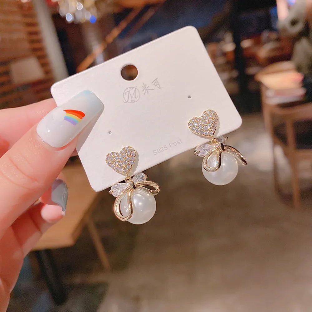 Bohemian Pearl & Rhinestone Stud Earrings