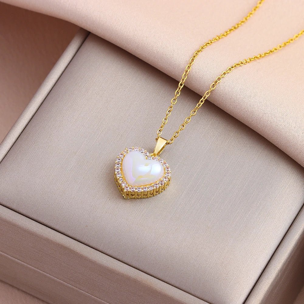 Mermaid Heart Pearl Necklace