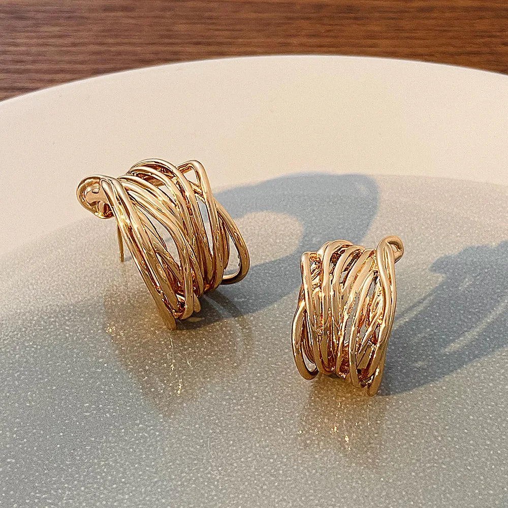 Retro Twist C-Hoop Earrings